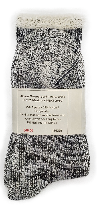 Alpaca-Thermal Sock Natural Ladies Medium / Mens Small
