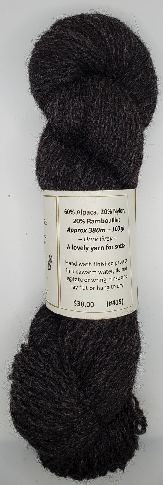 415 Dark Grey 60% Alpaca 20% Nylon 20% Rambouillet