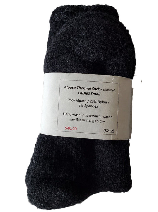 S212 Alpaca Thermal Sock Charcoal Ladies Small