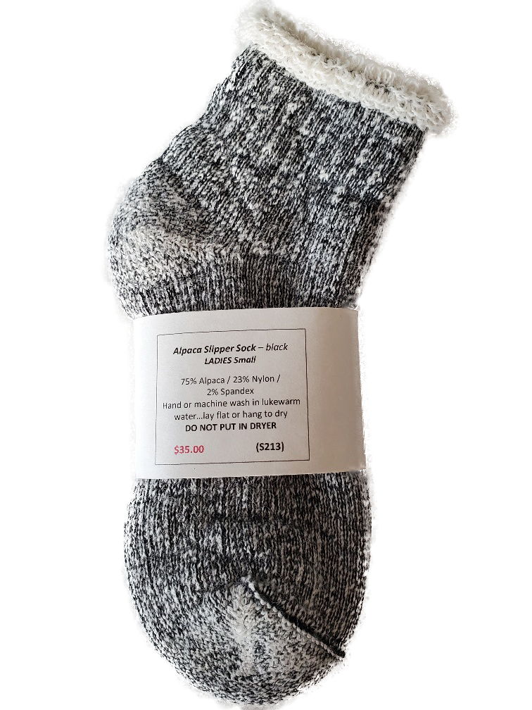 Alpaca-Thermal Slipper Sock Navy Stripe Ladies XL / Mens Large