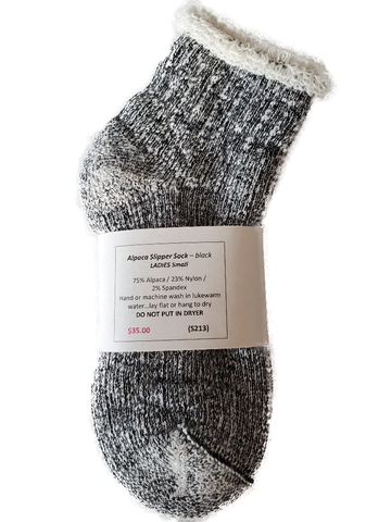 Alpaca-Thermal Slipper Sock Navy Stripe Ladies XL / Mens Large