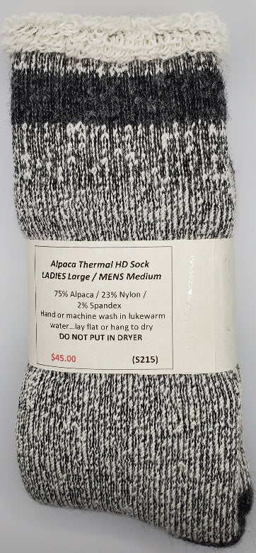 S215 Alpaca Thermal Sock Natural Grey Ladies Large / Mens Medium