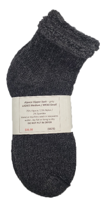 Alpaca-Thermal Slipper Sock Grey Ladies Medium / Mens Small