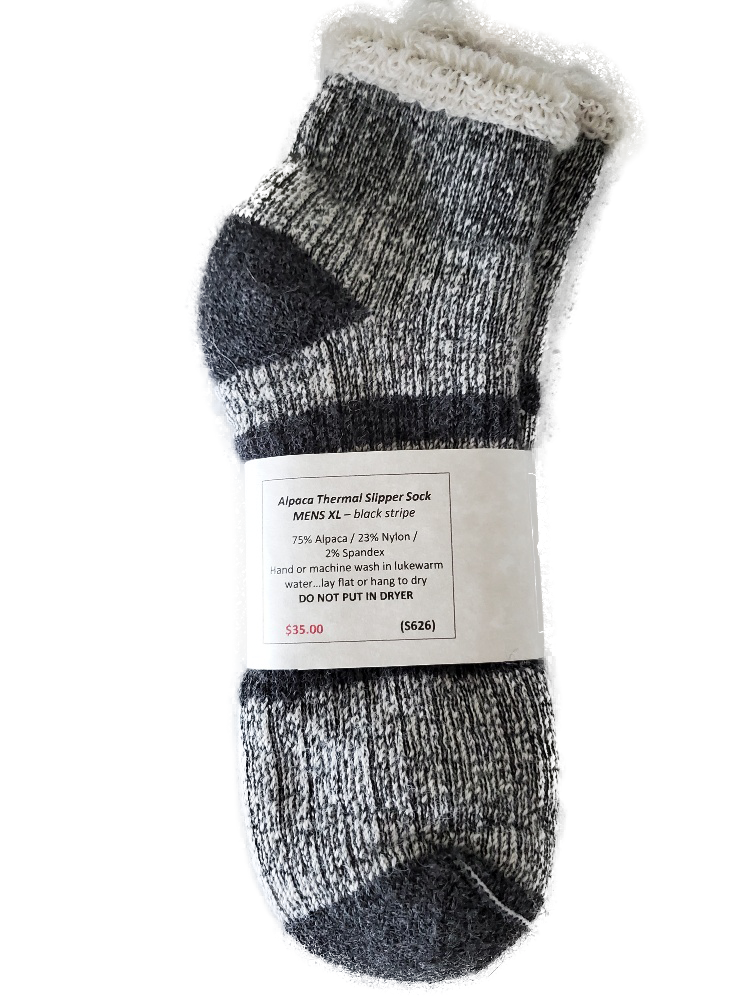 Alpaca-Thermal Slipper Sock Navy Stripe Ladies Medium / Mens Small
