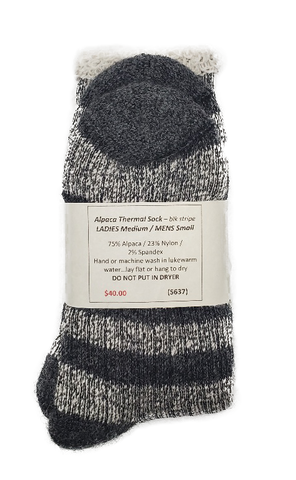 Alpaca-Thermal Sock Black Stripe Ladies Medium / Mens Small Success