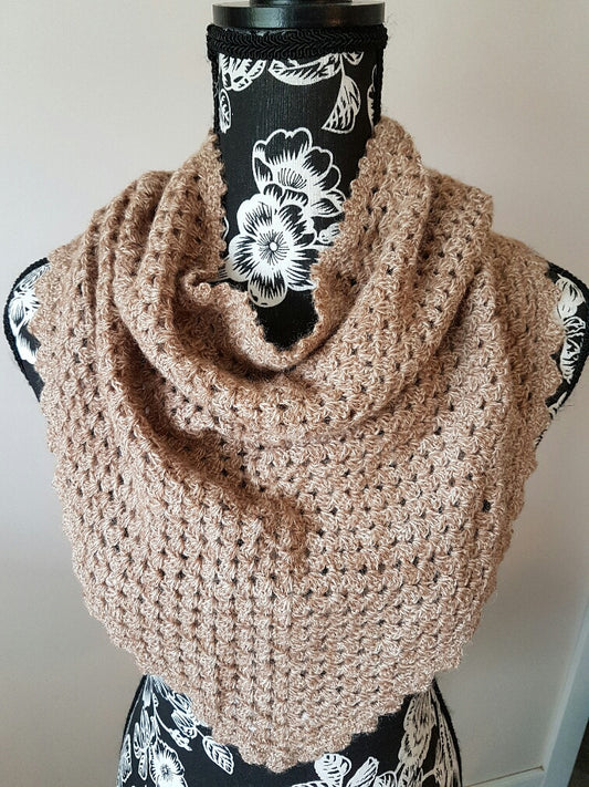 S006 Alpaca Shawl with Tie - Brown Heather Color - Country Gables Ltd