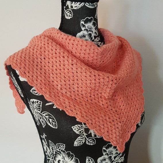 S007 Alpaca Shawl with Tie - Salmon Color - Country Gables Ltd