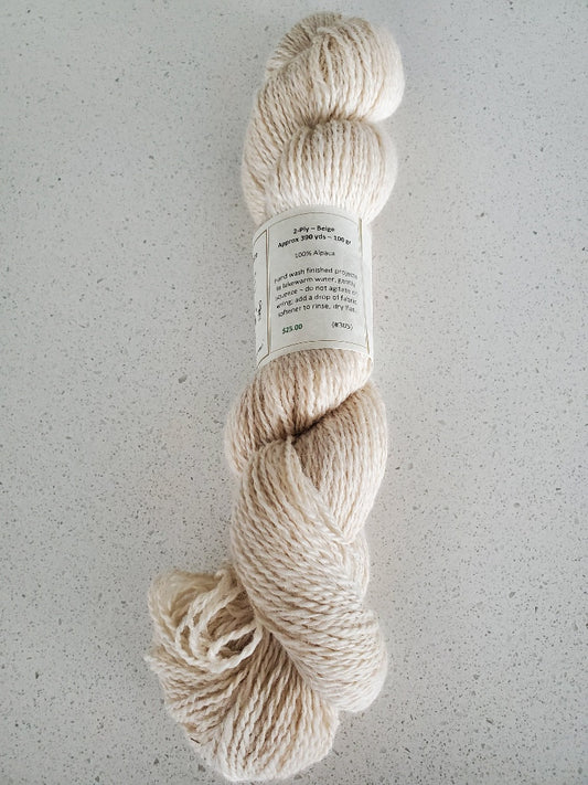 305 2 Ply Beige Alpaca Yarn (100% Alpaca) - Country Gables Ltd