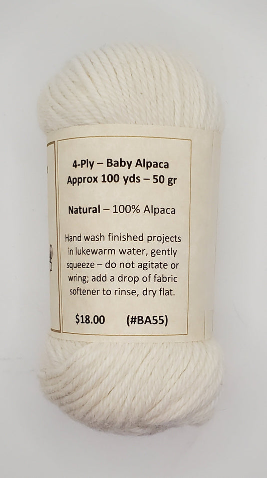 Luxurious White Baby Alpaca-Yarn 100% 100 Yds