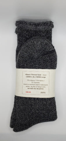 Alpaca-Thermal Sock Black Ladies XL / Mens Large