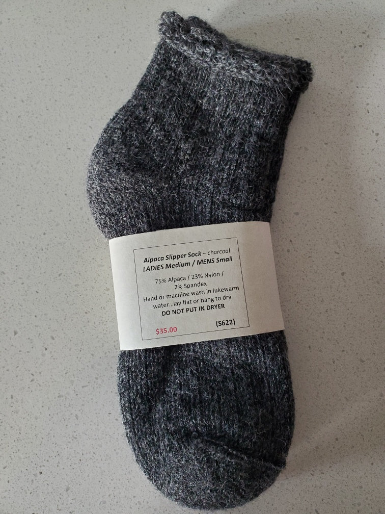 Alpaca-Thermal Slipper Sock Charcoal Ladies Medium / Mens Small